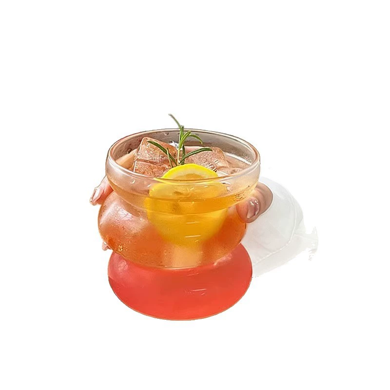 Summer INS Korean style high borosilica irregular caterpillar cup coffee cup heat -resistant glass cup drink cup milk cup