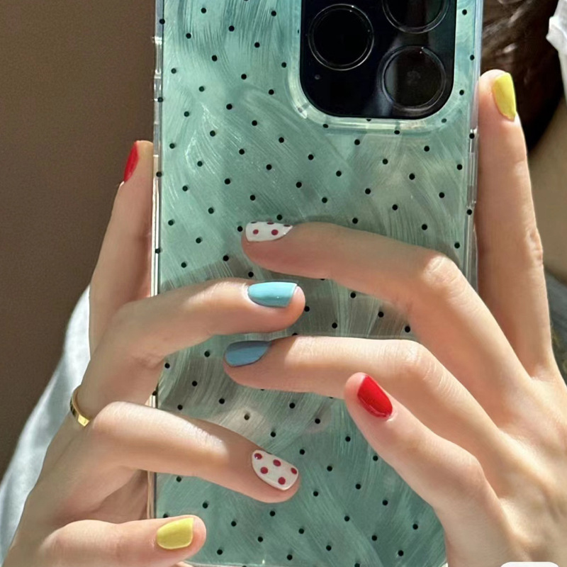 [Little Jelly Bean] Dopamine Handmade Wearable Nails Autumn and Winter Macaron Color Short Nail Patch Exquisite