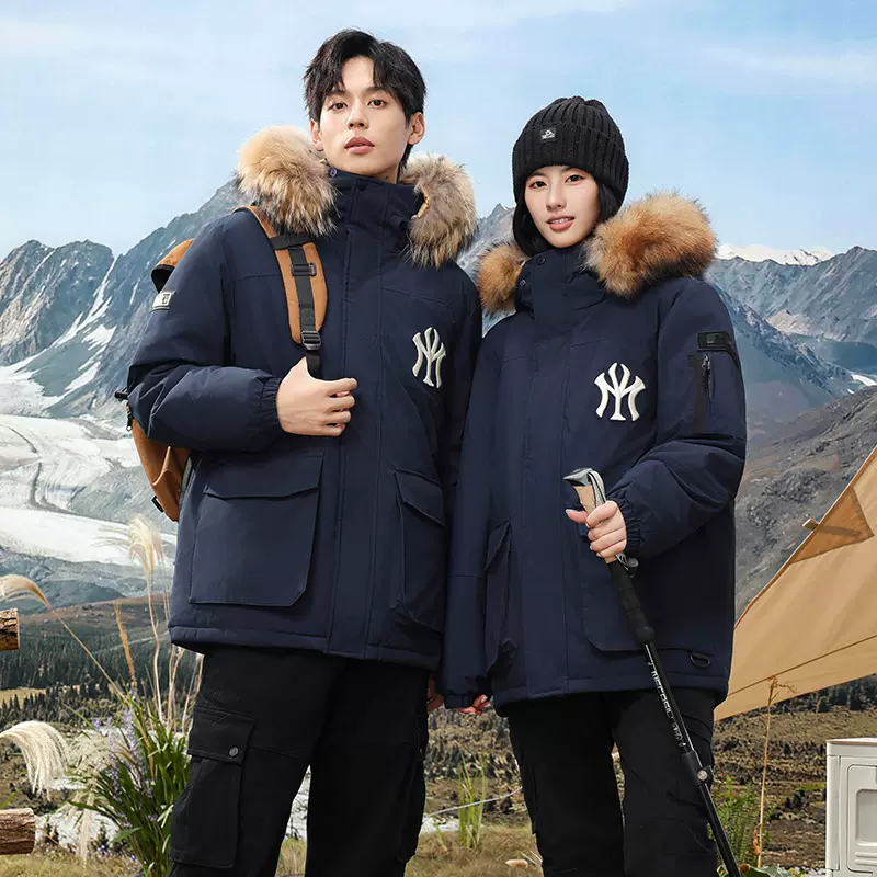 2025冬季新款羽绒服中长款毛领加厚时尚连帽保暖户外工装石墨烯