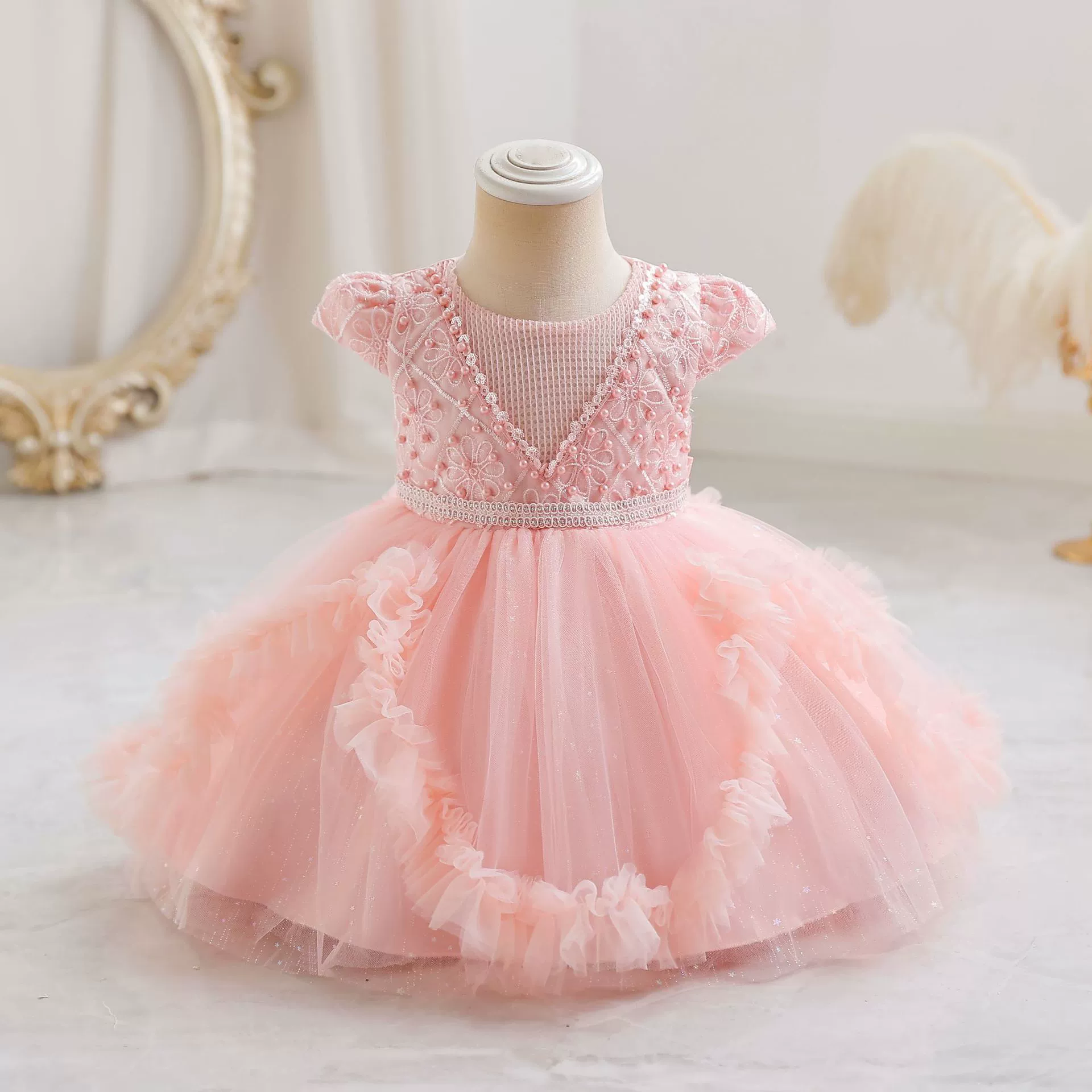 Evening dress, nail sequins, small princess costume, new collection
