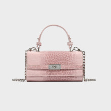 小众高级感时尚凯莉包跨境新款鳄鱼纹单肩斜挎通勤小方包手提包女