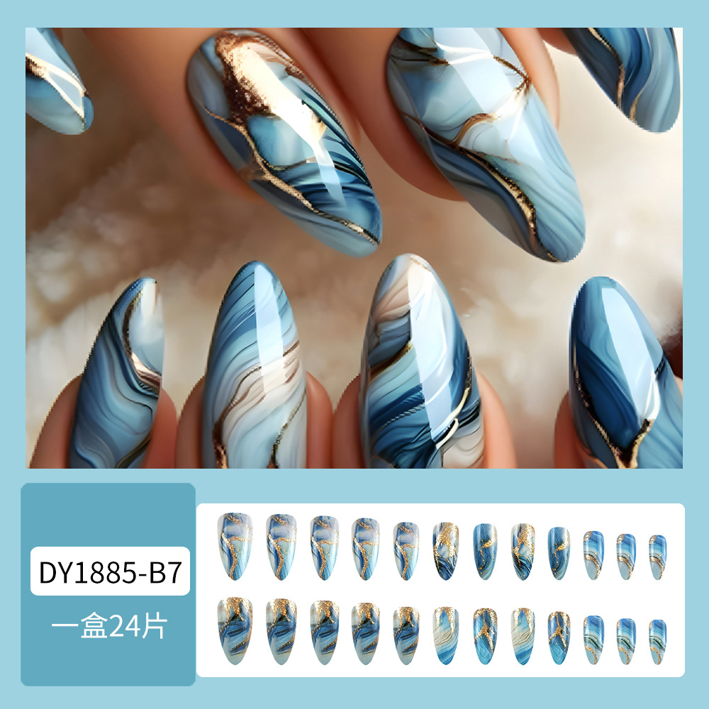 Uñas Postizas Tipo Gota de Agua con Arena Movediza Ultrafino Con Purpurina para Manicura