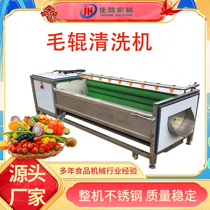 一机多用果蔬毛辊清洗机 花生脱泥清洗机 土豆红薯清洗设备佳鸿