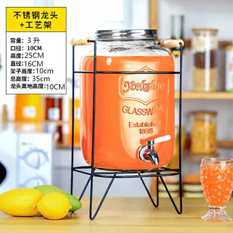 Entrega de 48 horas en nombre de la botella de vino de vidrio para el hogar con grifo, botella de agua fría, barril de bebidas propias, barril de cerveza, contenido de té de frutas