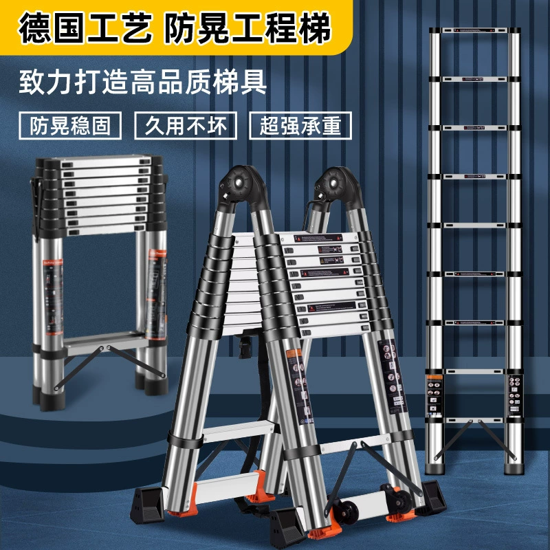 Бытовая телескопическая лестница из нержавеющей стали, портативная лестница «елочка», утолщенная складная лестница, многофункциональная бамбуковая лестница, производитель, оптовая продажа