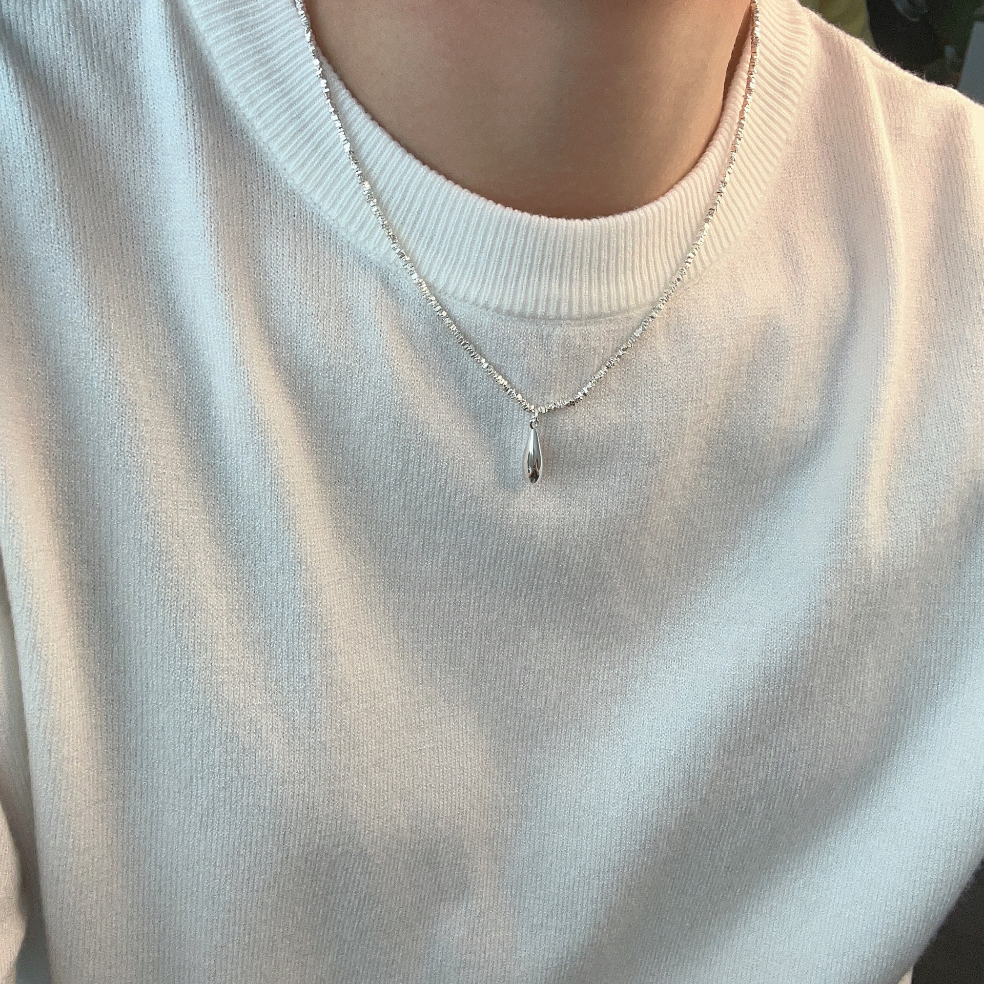 Women's Gender 925 Sterling Silver Water Droplets Pendant Necklace