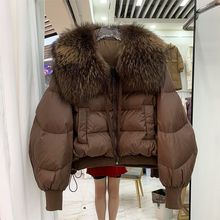 2025年新款羽绒服女海军领小个子短款宽松加厚大真貉子毛外套冬