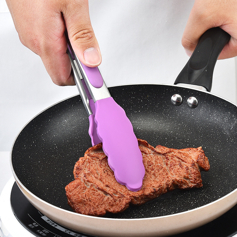 メーカー卸売ステーキクリップバーベキュークリップ鍋おかず食品クリップベーキングツールシリコーンステンレス鋼キッチン|undefined