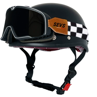 scoop helmet small helmet body, Motosiklet kaskı (dəbilqə) - matte-black-rice-frame-large-frame-goggles-m
