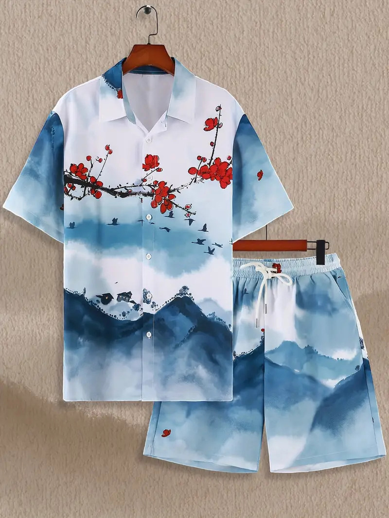 Comercio exterior europeo y americano nuevo estilo 2024 nueva tendencia de la moda tridimensional camisa de manga corta pantalones cortos traje MB1 MA1