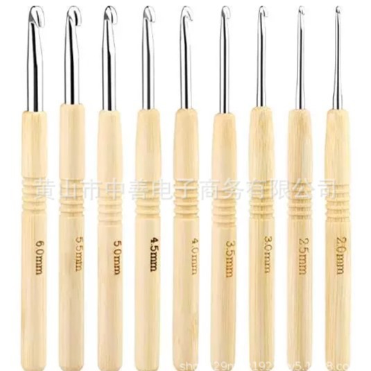 El comercio exterior de bambú mango de ganchillo BWY herramienta de tejer crochet manual de bricolaje herramienta de tejer mango de bambú cabeza de aluminio cola de ganchillo