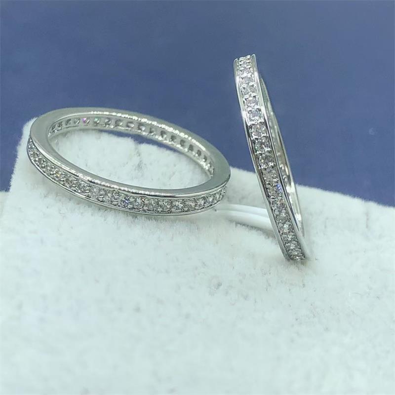 Anelli impilabili da uomo con diamanti completi, impilabili per coppie, uomini e donne, fede nuziale a fila singola, design di nicchia, lusso leggero giapponese_voghion.com