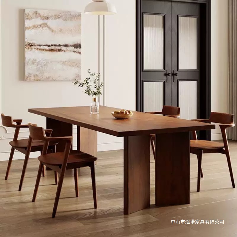 Nordic Dining Table Solid Wood Dining Table Retro Tea Table Conference Table and Chairs Log Design Workbench Long Table Rectangular