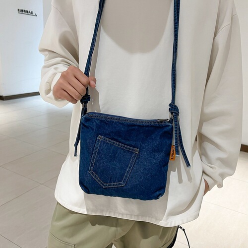 Sustainable Boho-Chic American-Style Tote Bag 2025 Summer: Smart Camp Denim Bucket Bag for Commuting, Large-Capacity Canvas Design