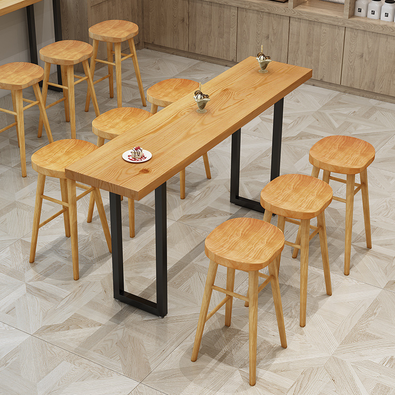 Bar table Nordic solid wood wall Bar coffee shop high leg table and chair combination milk tea shop long narrow bar home Bar table Nordic solid wood wall Bar coffee shop high leg table and chair combination milk tea shop long narrow bar home