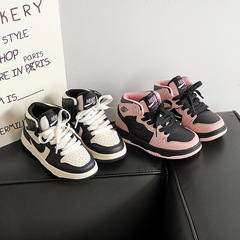 Boys' and Girls' 2023 Spring and Autumn Soft Sole Sports Shoes with High Collar Sneakers for Children, Casual Shoes