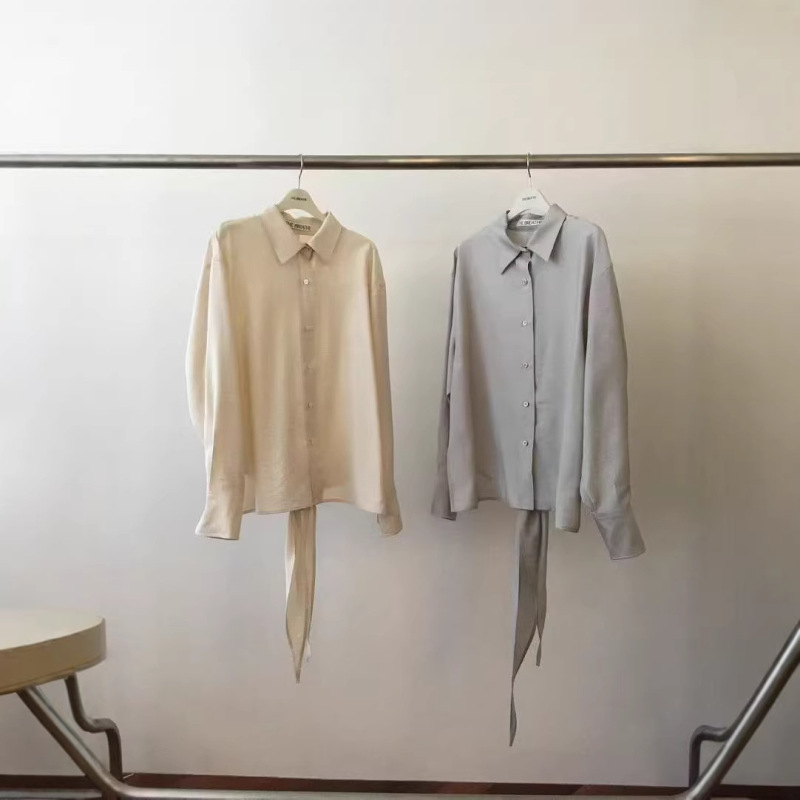 [Pre-Sale] Korean Dongdaemun 2026 Spring New Breathable Casual Versatile Lace-Up Plain Shirt