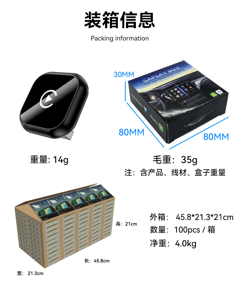 Cross-Border Best-Selling 2-in-1 Wireless Carplay Adapter Smart Car-Machine Connectivity Android Autocarplay Box