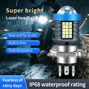 New product exclusively for cross-border sales: LED motorcycle headlight H4 BA20D, dual-color white and yellow, ultra-bright front headlight lens