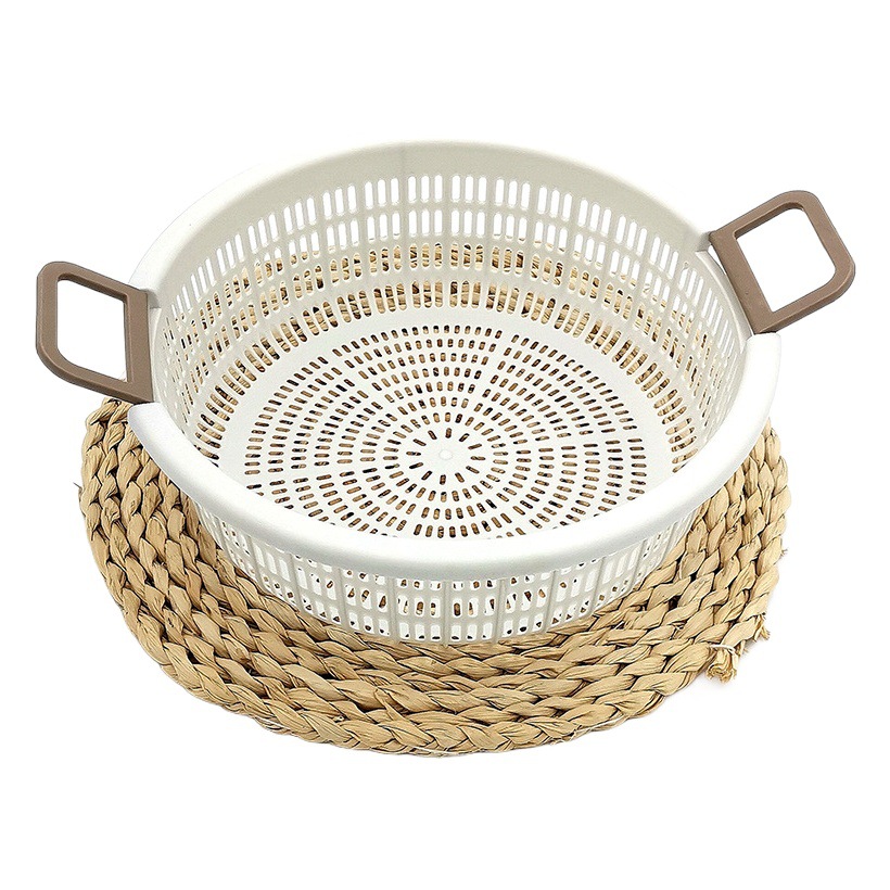 G1532 6836 cesta de almacenamiento redonda portátil cesta de almacenamiento de plástico escritorio merienda caja de almacenamiento de artículos diversos