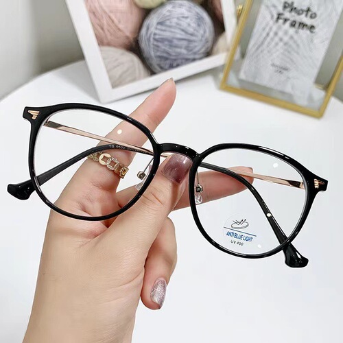 Women's Cold Tea Color Eyeglass Frame, Korean Style, Natural Look, Blue Light Blocking, Non-Round Glasses, Compatible with Prescription Lenses, Ultra-Lightweight Eyeglass Frame