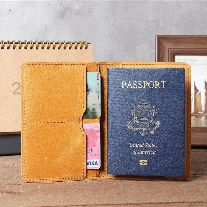 vintage genuine leather passport bag crazy horse leather multi function multi card wallet document bag ticket holder coin bag_voghion.com