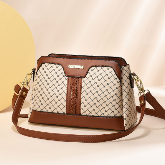 2024 new plaid retro bag atmospheric texture lightweight shoulder bag messenger bag foreign trade soft leather bags