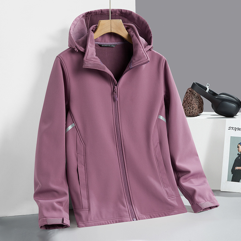 Outdoor Soft Shell Jacket Autumn New Oversize Plus Size Couple's Vertical Collar Hooded Jacket fleece-lined Elastic Jacket Top Outdoor Soft Shell Jacket Autumn New Oversize Plus Size Couple's Vertical Collar Hooded Jacket fleece-lined Elastic Jacket Top