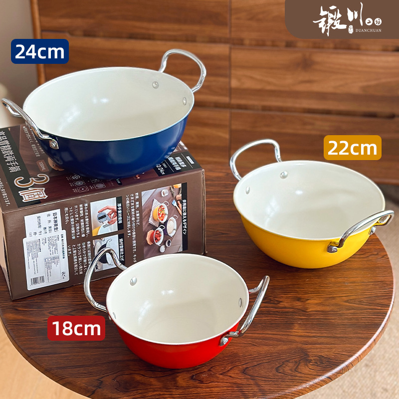 Japón forjado de hierro de doble oreja olla de 3 piezas 18cm 22cm 24cm resistente a altas temperaturas a prueba de quemaduras cocina olla de cocina