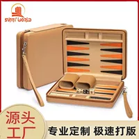 Пользовательские высококачественные кожаные нарды backgammon кожаные молнии портативные нарды