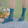 Japanese genuine cute demi-season fresh knee socks for elementary school students, flowered, mid-length