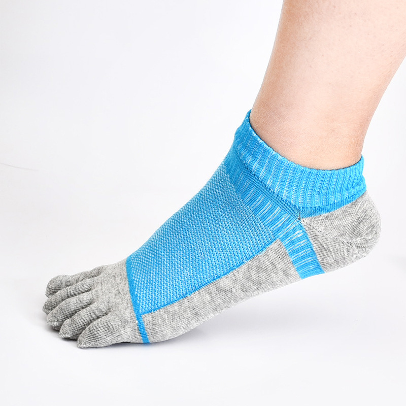 Calcetines de cinco dedos Algodón peinado de los hombres Cuatro estaciones Calcetines cortos gruesos medianos Malla transpirable calcetines en caja fábrica al por mayor calcetines de algodón
