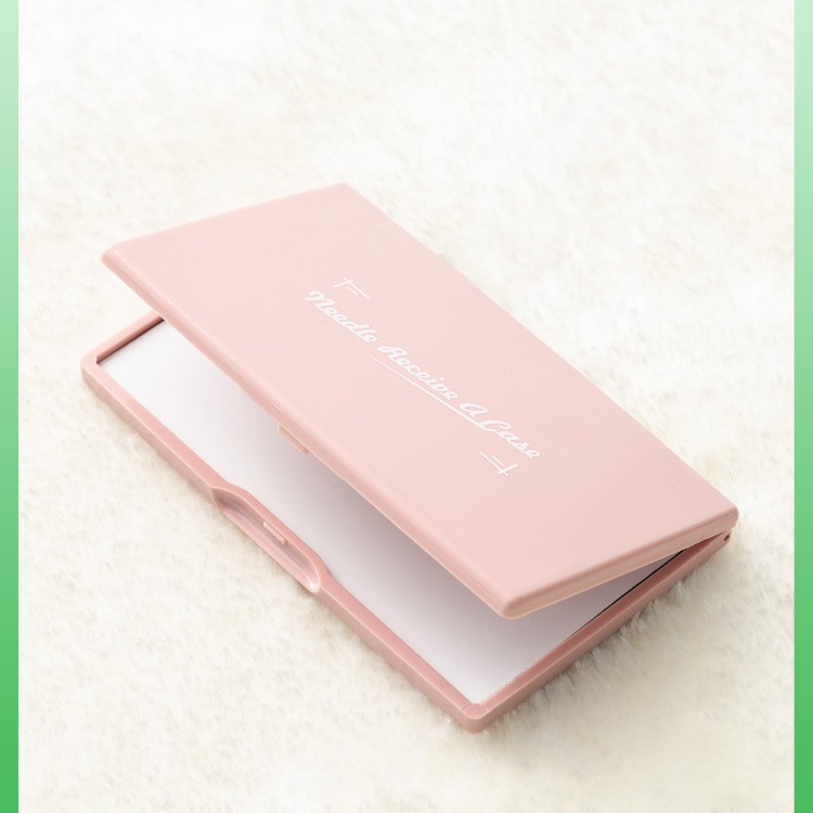 Caja de agujas para agujas de sutura magnéticas rosadas, caja de herramientas portátiles de cuero para agujas de sutura magnéticas domésticas di-i