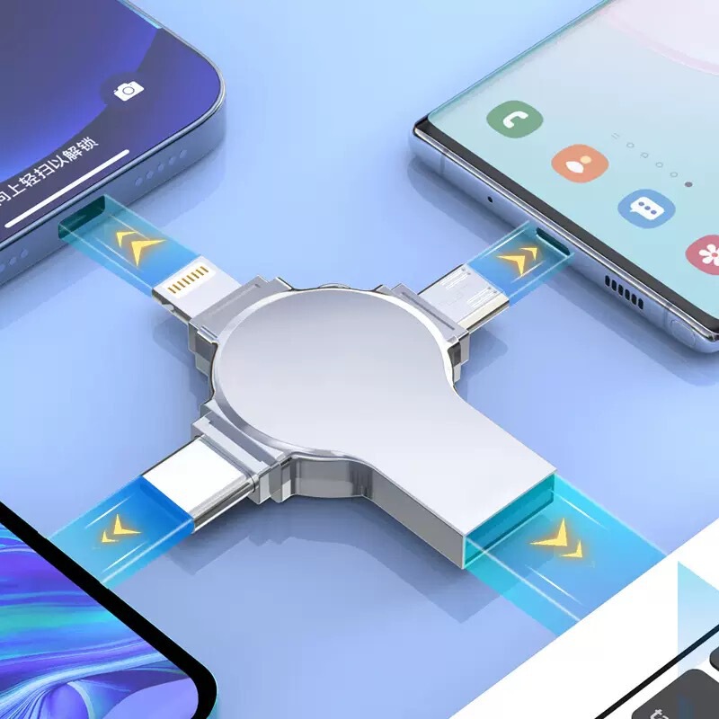 跨境四合一十字架手机U盘适用苹果安卓电脑typec金属手机优盘128g|undefined