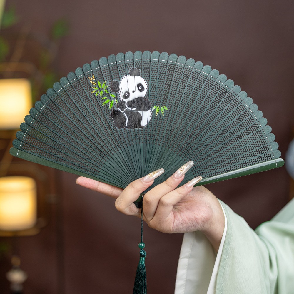Todo el bambú panda bambú divertido verde (pp bolsa S)