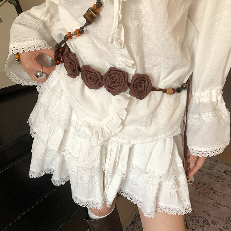 棕色朋克风铆钉腰带女复古废土风潮酷配牛仔裤带显瘦高腰皮带装饰|undefined
