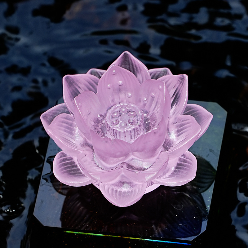 琉璃厂家直销失蜡法古法琉璃粉色莲花线香插立体花瓣花朵颜色可改|undefined