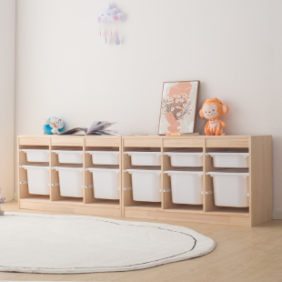 A6T Kidsren's Room Toy Storage Rack Living Room Baby Classification Storage Cabinet Large Capacity Floor-Standing Solid Wood Storage Rack