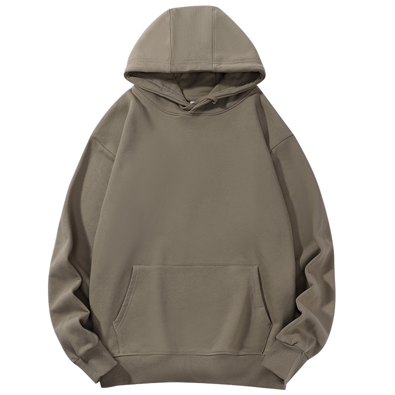Suéter con capucha de algodón pesado de 380g, gran felpa, suéter casual de otoño e invierno suelto de color sólido americano, marea oversive