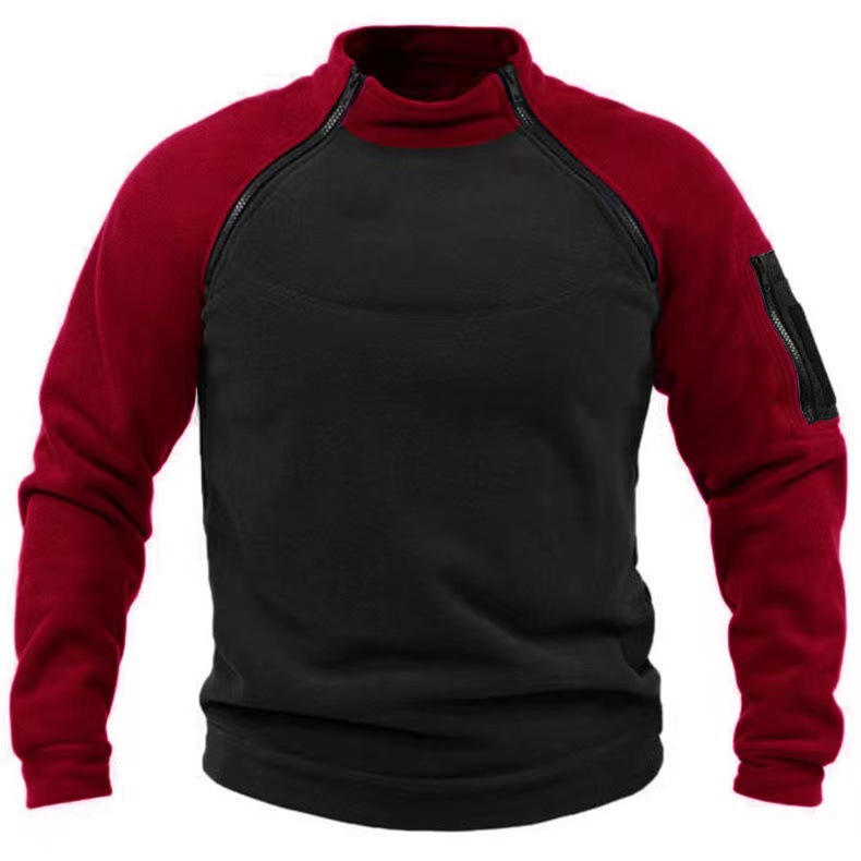 Giacca calda in pile da uomo europea americana nuova per autunno e inverno, resistente al freddo, con interno esterno, color block_voghion.com