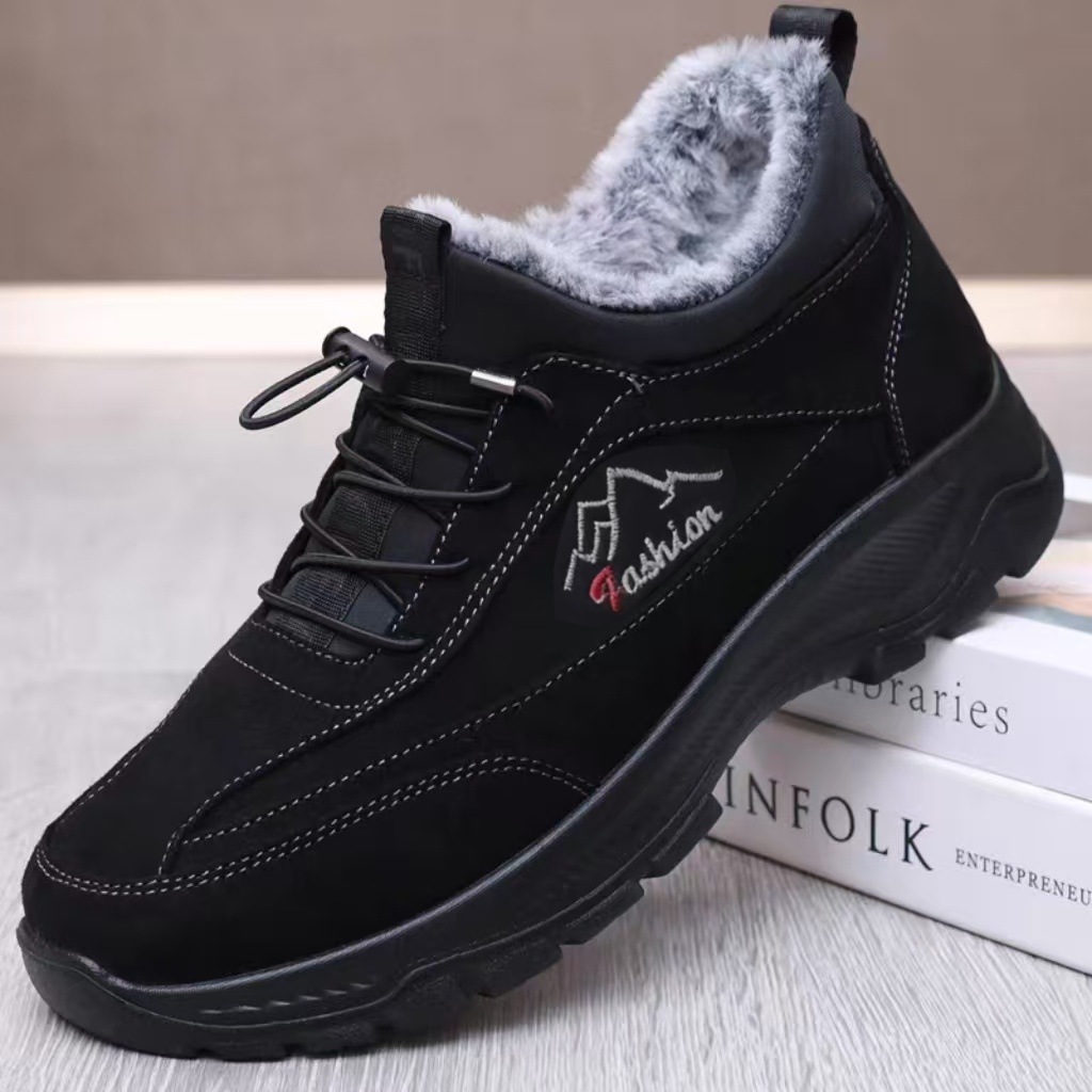 Winter Men's Shoes, Old Beijing Cloth Shoes, Men's Cotton Shoes, Cold-Proof, Middle-Aged and Elderly People's Velvet, Thickeneded, Warm and Non-Slip Dad's Shoes