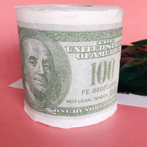 Printed roll paper US dollar printed paper banknote toilet paper personalized creative household toilet paper roll color napkin