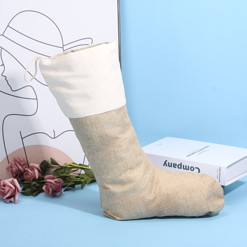 新款圣诞礼品袜子帆布袋 儿童糖果礼物袜子收纳包 圣诞树节日装饰