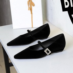 3686-K95 French style fashionable rhinestone buckle with pointed toe and shallow slope heel women's shoes, comfortable and low order shoes for women