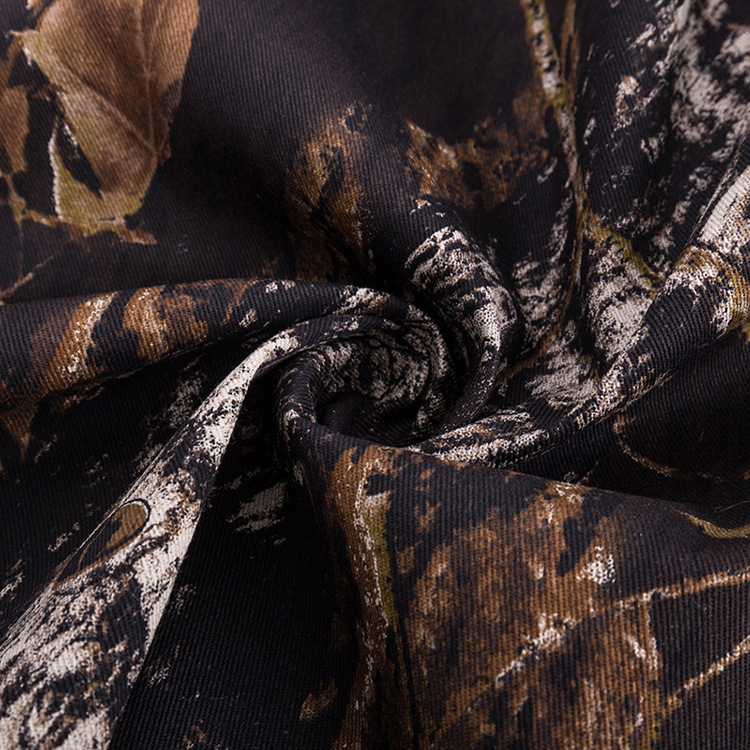 2022 nuevo trenzado twill impresión de árbol 100% algodón camuflaje de árbol tela de ropa de trabajo