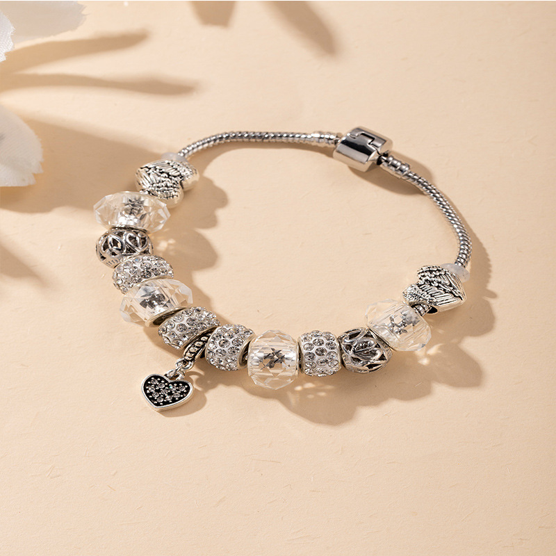 Panjia pulsera Dora DIY cuentas explosivas transfronterizas amor colgante de diamante bola de perforación de cristal cuentas de bronce pulsera cadena image 1