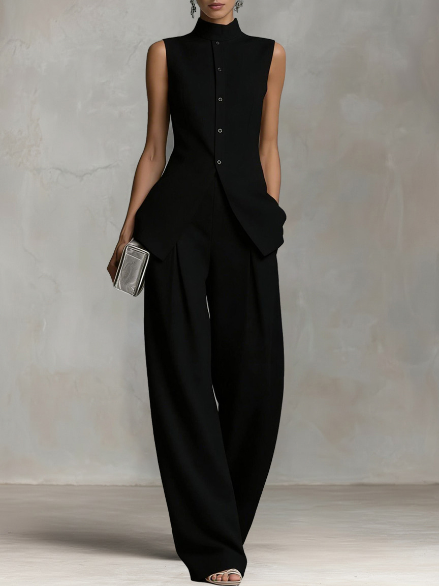 ​​Women's Sleeveless Top And Trousers Set - Elegant Summer Outfit For Casual Wear​​_ecoleips.com
