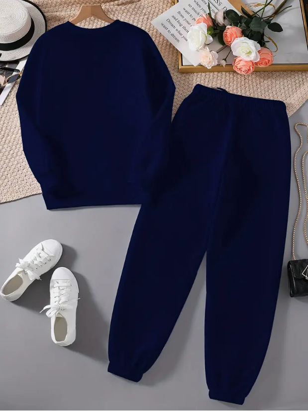 Women's Long Sleeved Heart Patterned Pant Set Casual Style_voghion.com