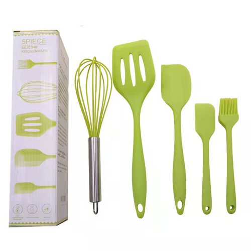 Silicone kitchen utensil set scraper 5-piece baking kitchen utensil complete set shovel silicone spatula oil brush egg beater cooking spoon spatula