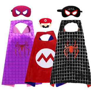 Kids Spiderman Grid Cloak Superhero Cloak Anime Game Mario Bros Cloak Halloween